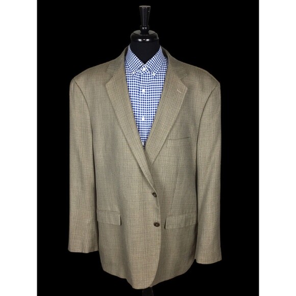 Oak Hill Mens Big & Tall Brown Polyester Blend Sport Coat Blazer 3XLT 54/56T